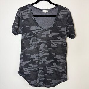 Z Supply Gray Camo V-Neck Pocket Tee Soft Casual T-Shirt Size S